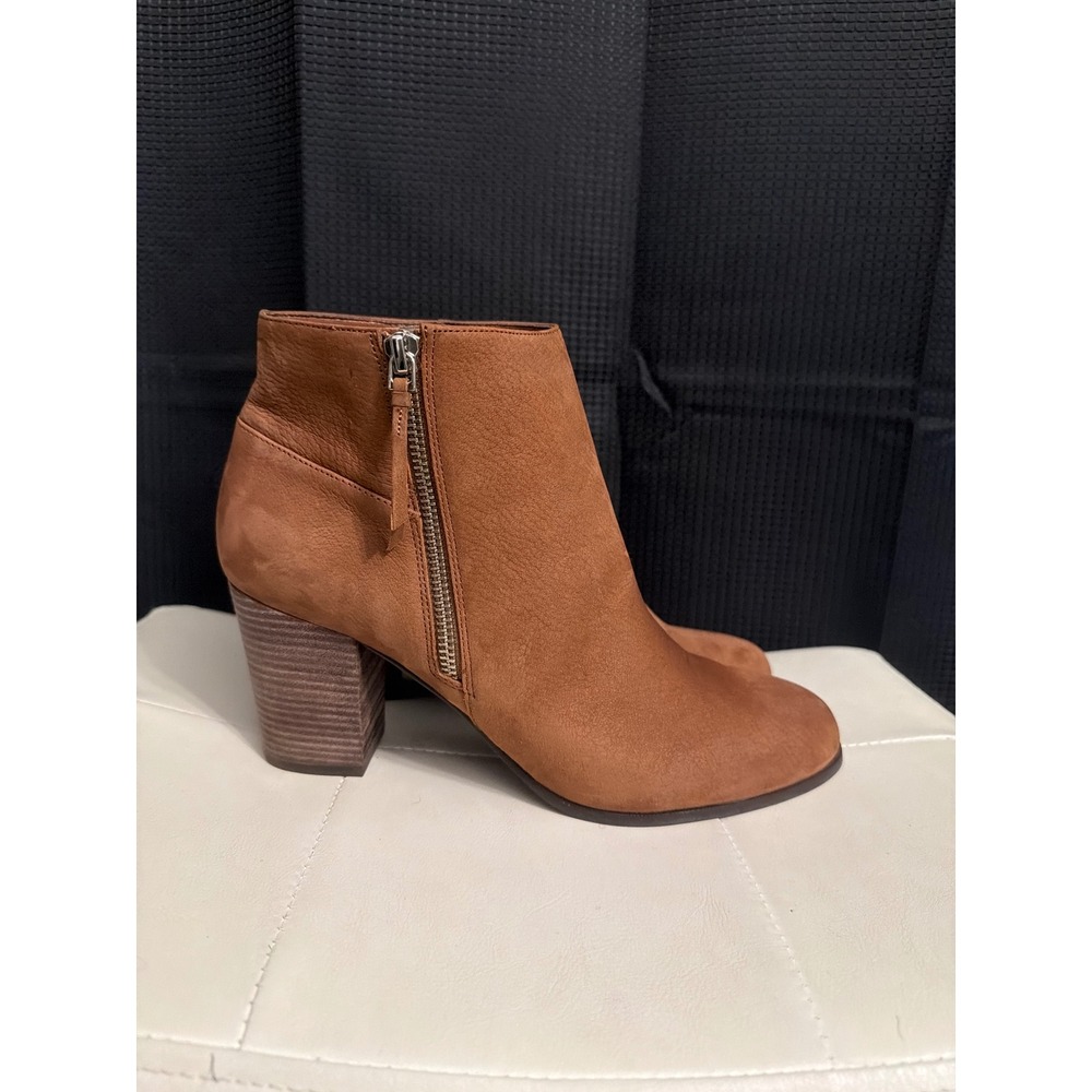 Cole Haan Signature Grand.OS Cognac Brown Suede Block Heel Ankle Boots Women 10
